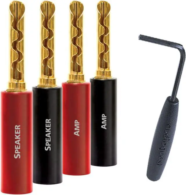 Main image of SureGrip® 100 Gold Banana Speaker Connectors - 8-Pack