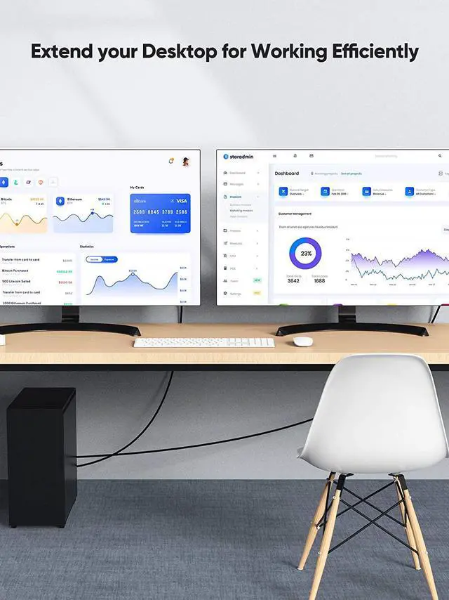 Alt view image 6 of 7 - Active DisplayPort to HDMI Cable 4K@60Hz HDR 8FT Unidirectional DisplayPort to HDMI Monitor Cable DP 1.4 to HDMI Support 4K@60Hz 2K@144Hz 1080P@144Hz Eyefinity Multi-Display