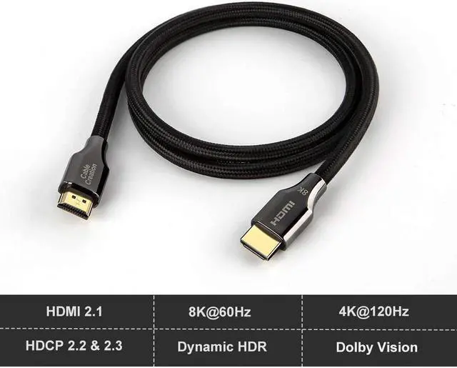 Alt view image 2 of 7 - 8K HDMI Cable 10 FT, CableCreation HDMI 2.1 Ultra HD High Speed Cable 48Gbps,8K 60Hz, HDCP 2.2,4:4:4 HDR, eARC, Compatible with PS5, PS4, Xbox Series X, Xbox One, MacBook Pro 2021, QLED TV, Roku TV