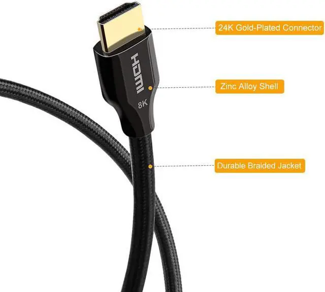Alt view image 6 of 7 - 8K HDMI Cable 10 FT, CableCreation HDMI 2.1 Ultra HD High Speed Cable 48Gbps,8K 60Hz, HDCP 2.2,4:4:4 HDR, eARC, Compatible with PS5, PS4, Xbox Series X, Xbox One, MacBook Pro 2021, QLED TV, Roku TV