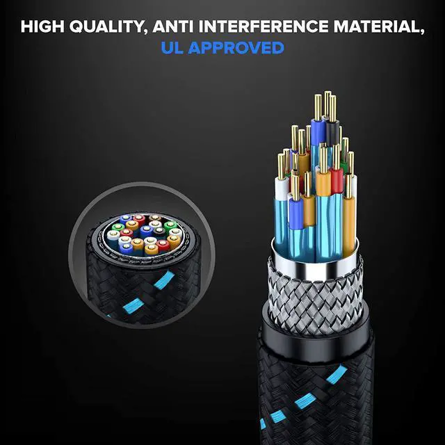 Alt view image 2 of 6 - HDMI Cable 4K Ultra HD 12 Foot (2 Pack) Nylon Braided HDMI 2.0 Cable, High Speed 18Gbps 4K60Hz HDR, 3D, 2160p, 1080p, HDCP 2.2, ARC, HDMI Cables for Monitors, HDTV