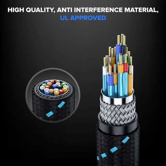 Alt view image 2 of 6 - HDMI Cable 4K Ultra HD 2 Foot (20 Pack) Nylon Braided HDMI 2.0 Cable High Speed 18Gbps 4K60Hz HDR 3D 2160p 1080p HDCP 2.2 ARC HDMI Cables for Monitors HDTV