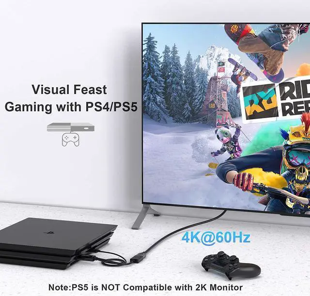 Alt view image 7 of 7 - HDMI to DisplayPort Adapter with USB Power, CableCreation 4K x 2K@60Hz HDMI Male to DP Female Adapter/Converter for Xbox One, Compliant with VESA Dual-Mode DisplayPort 1.2, HDMI 1.4