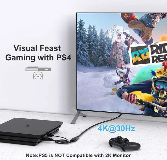 Alt view image 4 of 7 - HDMI to DisplayPort Converter with USB Power, CableCreation 4K x 2K@30Hz HDMI Male to DP Female Adapter/Converter for Xbox One, Compliant with VESA Dual-Mode DisplayPort 1.2, HDMI 1.4