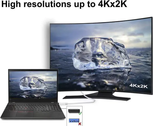 Alt view image 5 of 7 - DisplayPort to HDMI Cable, CableCreation 6ft DP 1.2 to HDMI Male to Male Adapter, 4K x 2K & 3D Audio/Video Converter, 1.8M /White