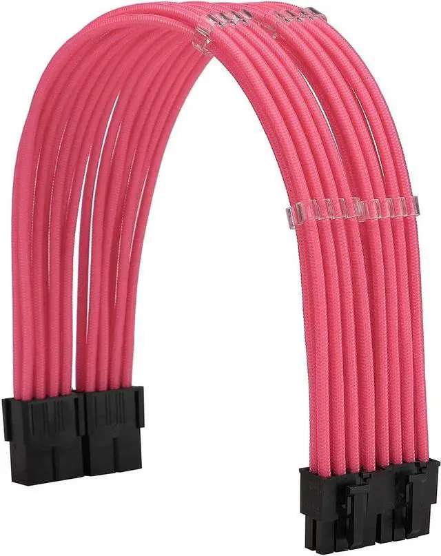 Alt view image 3 of 6 - FormulaMod Sleeve Extension Power Supply Cable Kit 18AWG ATX 24P+ EPS 8-P+PCI-E8-P with Combs for PSU to Motherboard/GPU (Pink)