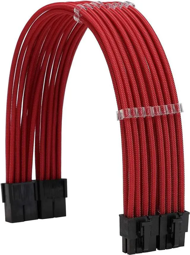Alt view image 3 of 6 - FormulaMod Sleeve Extension Power Supply Cable Kit 18AWG ATX 24P+ EPS 8-P+PCI-E8-P with Combs for PSU to Motherboard/GPU (red)