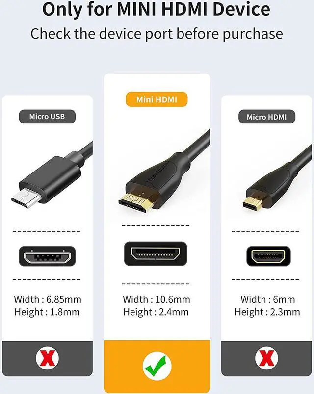 Alt view image 4 of 6 - CableCreation?Mini HDMI to HDMI Cable, High Speed 4K HDMI 2.0 Adapter Male to Male, Compatible with Graphics Card,HDTV,Tablet,Camera,Sony HDR-XR50,Nikon Z6 Canon EOS RP/EOS R/EOS 7D Mark II/XA40, 3ft