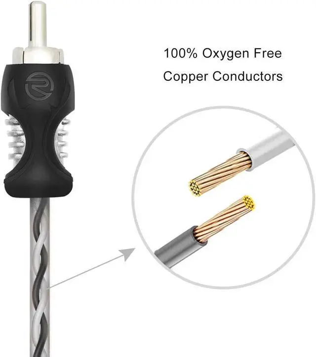 Alt view image 2 of 6 - RECOIL RCI217-2 99.99% Oxygen Free Copper 17ft 2-Channel RCA Audio Cable Twisted Pair with Noise Reduction 2 Pack
