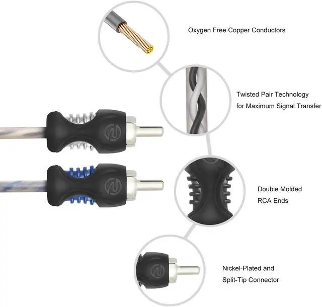Alt view image 3 of 6 - RECOIL RCI217-2 99.99% Oxygen Free Copper 17ft 2-Channel RCA Audio Cable Twisted Pair with Noise Reduction 2 Pack
