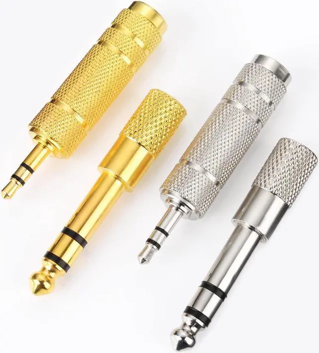 Alt view image 5 of 6 - 4 Pieces Headphone Adapter 6.35 mm (1/4 Inch) Male to 3.5 mm Female and Audio Stereo Plug 3.5 mm Male to 6.35 mm (1/4 Inch) Female Stereo Jack Adapter for Player Headphone Guitar Amplifier