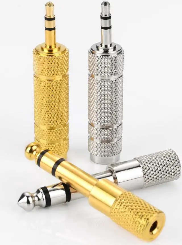 Alt view image 6 of 6 - 4 Pieces Headphone Adapter 6.35 mm (1/4 Inch) Male to 3.5 mm Female and Audio Stereo Plug 3.5 mm Male to 6.35 mm (1/4 Inch) Female Stereo Jack Adapter for Player Headphone Guitar Amplifier