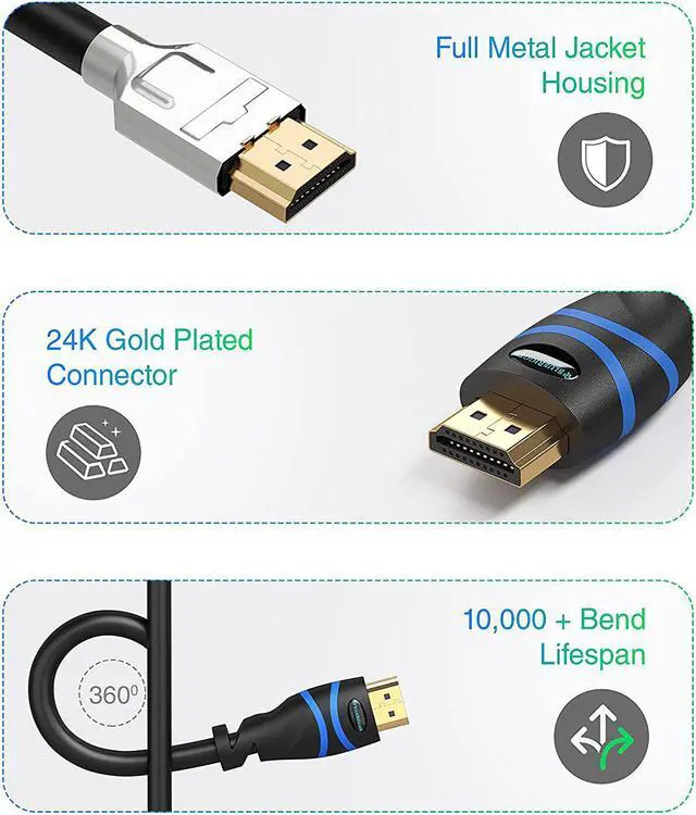 Alt view image 4 of 7 - BlueRigger 4K HDMI Cable with Signal Booster (35FT, Black, 4K 60Hz, in-Wall CL3 Rated)