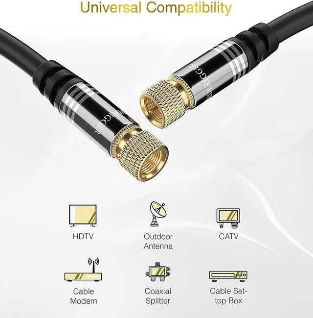 Alt view image 3 of 7 - BlueRigger RG6 Digital Coaxial Audio Video Cable (10FT, Male F Type Connector, Triple Shielded) Coax Cable for HDTV, CATV, DVB-T2/C/S, Modem, Radio, Satellite Receivers