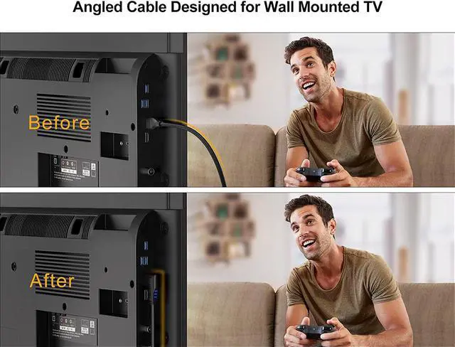 Alt view image 3 of 7 - HDMI Cable, CableCreation 6 Feet Right Angle 270 Degree Vertical Right 4K HDMI 2.0 Cable, Support 4K Ultra HD, 3D Video, Ethernet, Audio Return Channel, Black