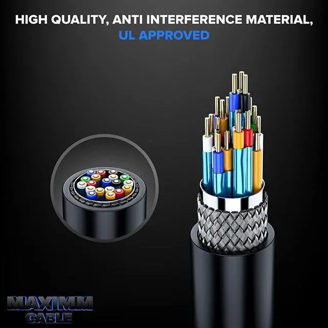 Alt view image 2 of 6 - Maximm High-Speed HDMI 2.0 4K Solid Cable, 50 Feet - 1-Pack - 24 AWG (Includes Cable Clips, Ties and Right Angle Adapter)