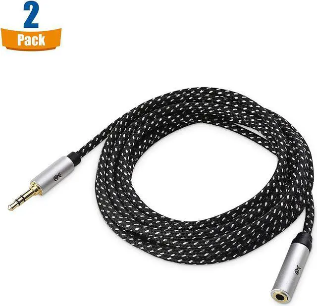 Alt view image 2 of 7 - 2-Pack Headphone Extension Cable - 10ft 3.5mm Extension Cable Aux Cord Extender Black