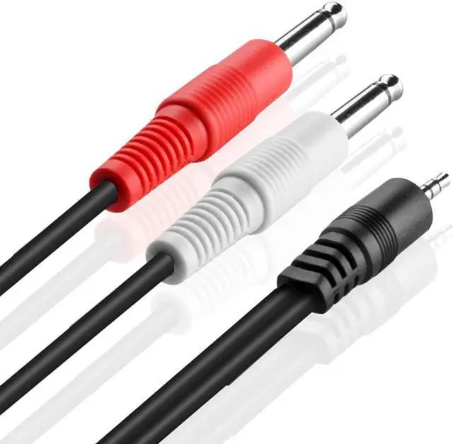 Alt view image 2 of 4 - TNP Premium 3.5mm TRS to Dual 1/4 Inch TS Audio Cable (6FT) - Male 3.5mm 1/8" Stereo AUX Auxiliary to 6.35mm 1/4" Y Adapter Connector Wire Cord Plug Jack
