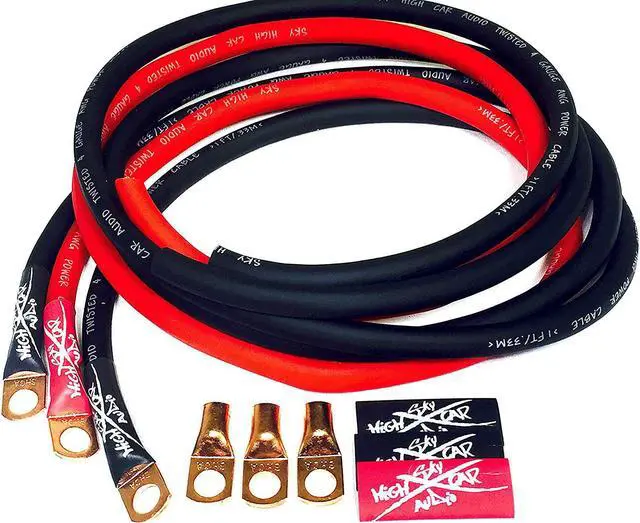 Main image of Sky High Oversized 4 Gauge OFC Big 3 Upgrade RED/Black Electrical Wiring Kit