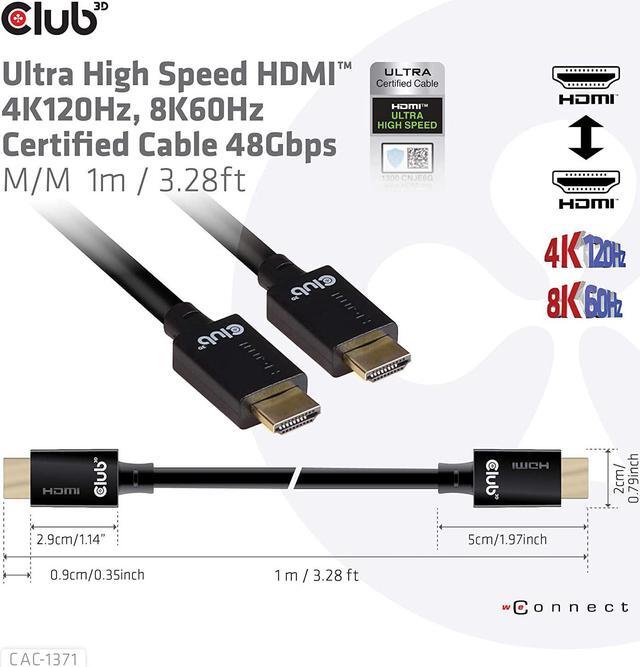 Alt view image 16 of 20 - Club 3D Ultra High Speed HDMI™ Cable 10K 120Hz 48Gbps M/M 1 m./3.28 ft.
