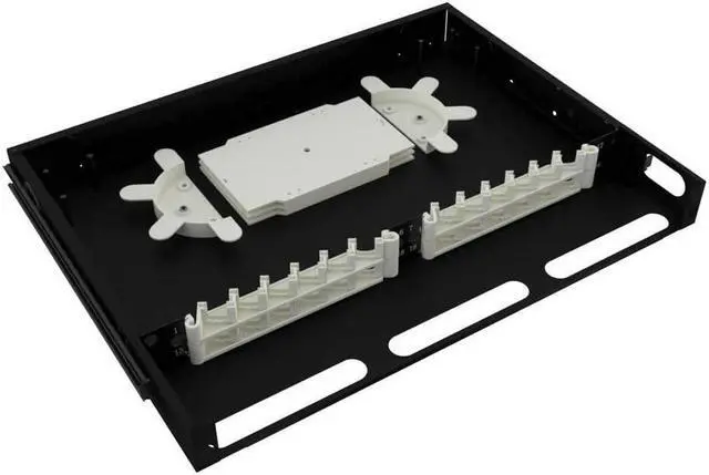 Alt view image 4 of 5 - CableRack 1U Telescoping Rackmount Fiber Enclosure 24-Core Black with 24 Singlemode LC Couplers, Welcome to consult
