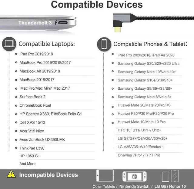 Alt view image 5 of 7 - Angle USB C to HDMI Cable 4K@60Hz, CableCreation 6ft Right Angle Type-C to HDMI Adapter Support HDR 18Gbps, Compatible for MacBook Pro Air 2020/2018, iPad Air 2020, iPad Pro, LG G7/G8, Galaxy S20/S10