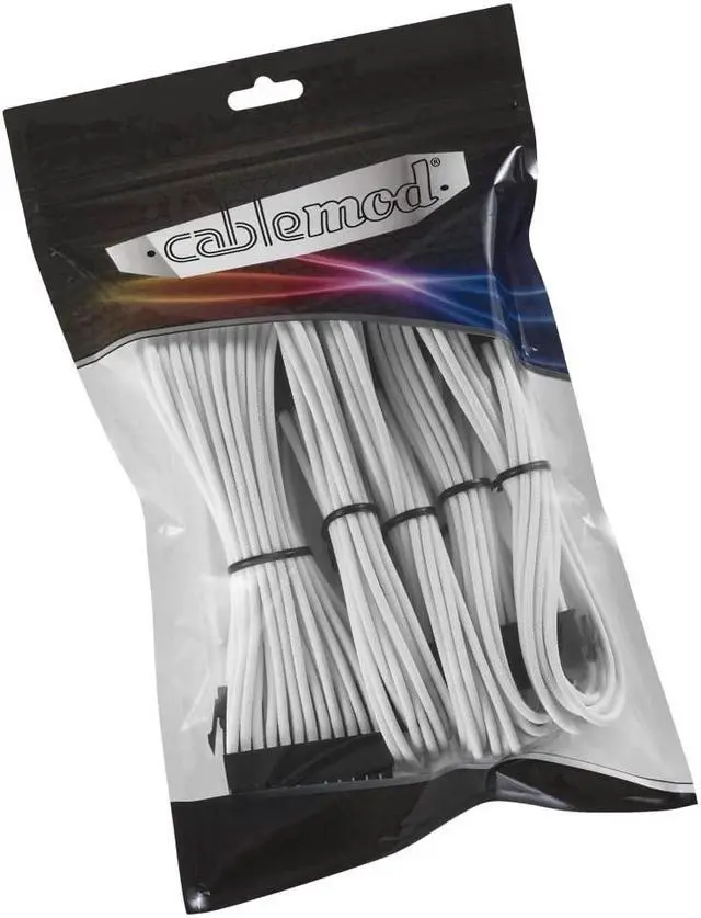 Alt view image 2 of 2 - CableMod 8+8 Series Classic ModMesh Sleeved Cable Extension Kit (White)