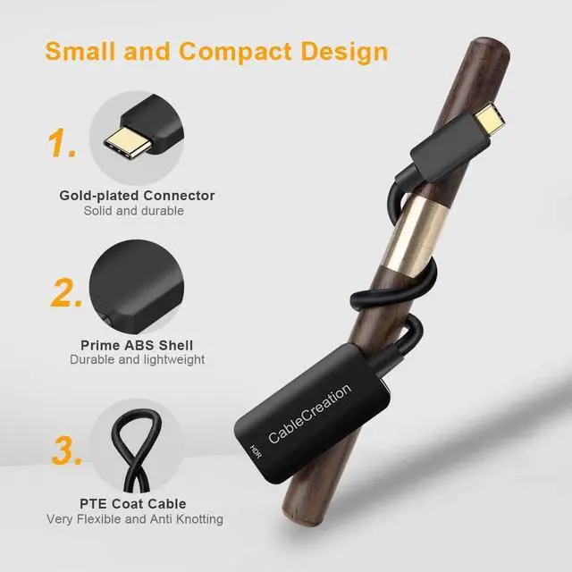 Alt view image 4 of 7 - USB C to HDMI Adapter with 4K@60Hz HDR, CableCreation HDMI to USB Type C Converter, Compatible with MacBook Pro, iPad Pro 2020, Surface Go, XPS 13, Yoga 910, Galaxy S10 or Dex to TV, Monitor