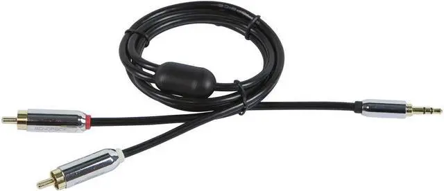 Alt view image 6 of 10 - Monoprice 3ft Designed for Mobile 3.5mm Stereo Male to RCA Stereo Male (Gold Plated) - Black