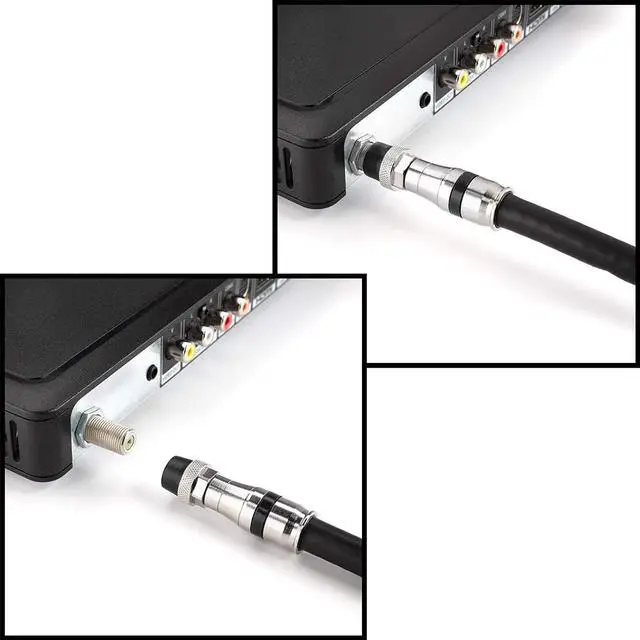 Alt view image 7 of 7 - Coaxial Cable Compression Fitting - Proudly Made in The USA - Connector - for RG11 Coax Cable - with Weather Seal O Ring, Weather Boot, and Water Tight Grip (100 Pack)