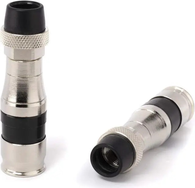 Main image of Coaxial Cable Compression Fitting - Proudly Made in The USA - Connector - for RG11 Coax Cable - with Weather Seal O Ring, Weather Boot, and Water Tight Grip (100 Pack)