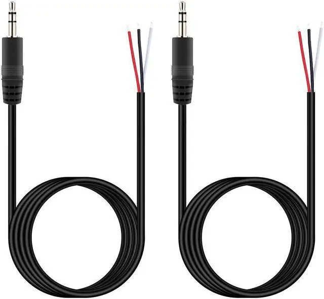 Main image of 3.5mm 1/8 to Speaker Wire 2-Pack 6FT 3.5mm TRS Stereo Male Plug to Bare Wire Pigtail Connector Adapter Repair 3.5mm Jack Audio Cable for Speaker Headphone Headset Earphone