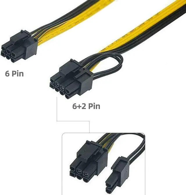 Alt view image 2 of 2 - 12x 6 Pin PCI-E to 8 Pin(6+2) PCI-E (Male to Male) GPU Power Cable (50cm) Not Include Card