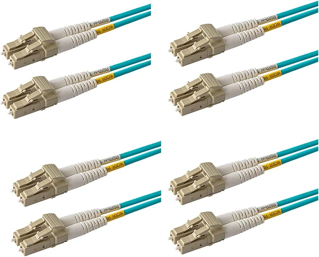 Main image of SpeedyFiberTX - 4-Pack 17 Meter Multimode 10G OM3 50/125 Fiber Patch Cable, Duplex LC to LC, Slim Zipcord Aqua LSZH Cable Jacket