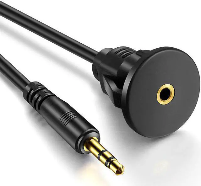 Alt view image 2 of 7 - 3.5mm Male to Female Car Truck Dashboard Flush Mount 1/8 AUX Audio Jack Extension Cable with Mounting Panel for Car Boat and Motorcycle (3 Feet)