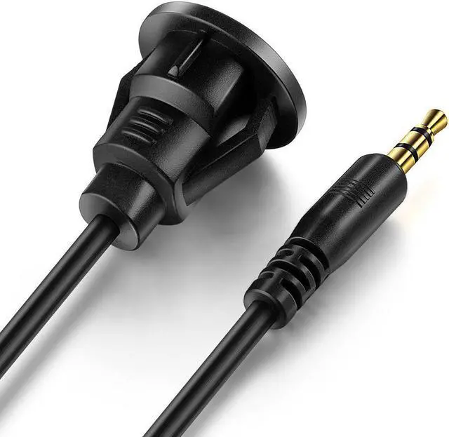 Alt view image 3 of 7 - 3.5mm Male to Female Car Truck Dashboard Flush Mount 1/8 AUX Audio Jack Extension Cable with Mounting Panel for Car Boat and Motorcycle (3 Feet)