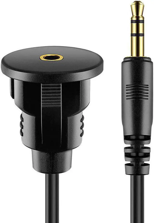 Alt view image 4 of 7 - 3.5mm Male to Female Car Truck Dashboard Flush Mount 1/8 AUX Audio Jack Extension Cable with Mounting Panel for Car Boat and Motorcycle (3 Feet)
