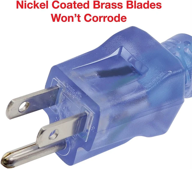 Alt view image 3 of 7 - Clear Power Outdoor Extension Cord - 100 FT, Blue | for Extreme Cold Weather -50°C, 14/3 SJTW, 3 Prong Grounded Plug, with Power Indicator Light (CP10078)