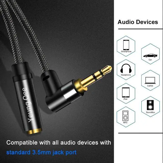 Alt view image 4 of 7 - 3.5mm Male to Female Extension Stereo Audio Cable 1 ft Audio Extension Cable AUX Headphone Extension Cable Stereo Jack Cord for Phones Headphones Speakers Tablets PCs and More (1FT/0.3m)