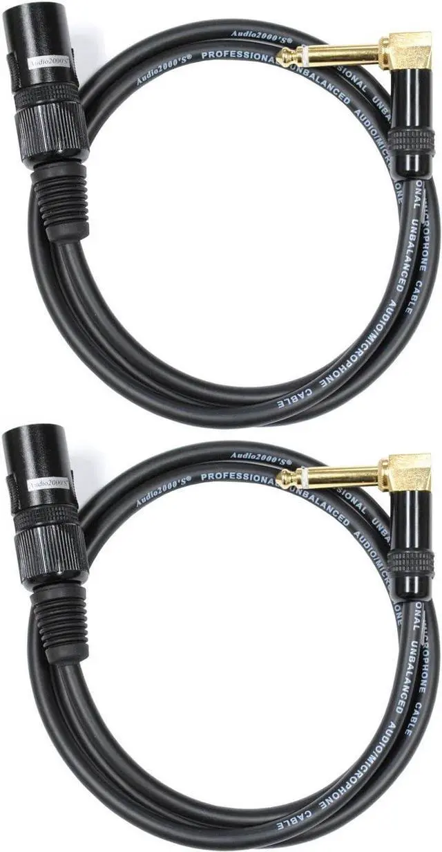 Main image of Audio2000's C17006P2 6 Ft 1/4 TS Right Angle to XLR Male Cable (2 Pack)