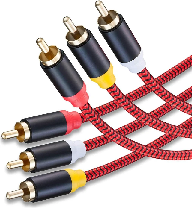Main image of Audio Video RCA Cable 20Ft 3RCA Male to 3RCA Male 24K Gold Plated Composite AV Cable Compatible with Set-Top Box Speaker Amplifier DVD Player and More(20Ft/6M)