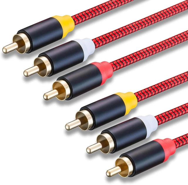 Alt view image 2 of 7 - Audio Video RCA Cable 20Ft 3RCA Male to 3RCA Male 24K Gold Plated Composite AV Cable Compatible with Set-Top Box Speaker Amplifier DVD Player and More(20Ft/6M)