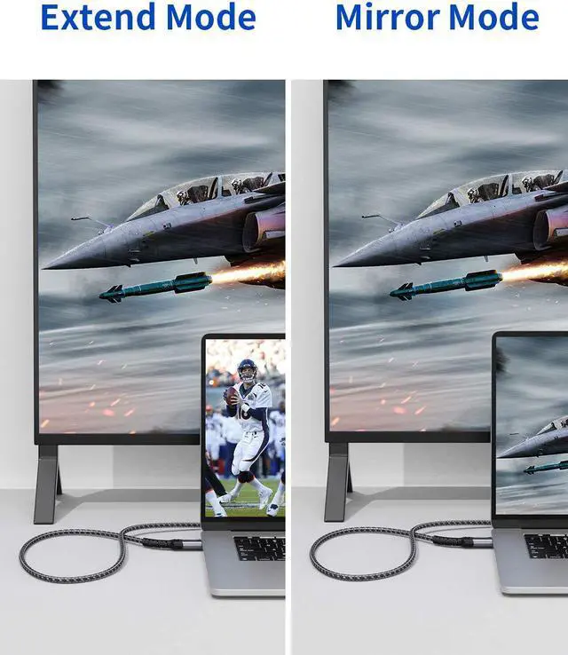 Alt view image 4 of 7 - 4K DisplayPort to HDMI Cable Adapter 10FT DP to HDMI Male Video UHD 4K@30Hz/2K@60/1080P@120 Nylon DP to HDTV Uni-Directional Cord for  Projector Desktop AMD NVIDIA  HP ThinkPad