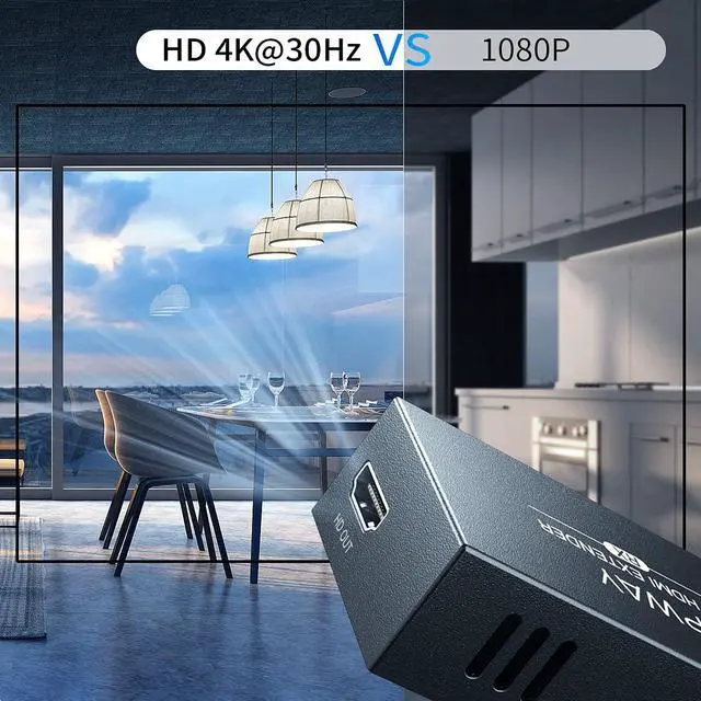 Alt view image 4 of 7 - HDMI Extender Splitter 1x4 1080P@60Hz Over Cat 5E/6/7 Ethernet Cable 50m (165ft) Support EDID Copy POC Function (1 in 4 Out)