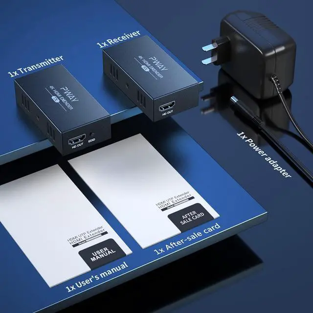 Alt view image 7 of 7 - PWAYTEK 4K HDMI Over Ethernet Cat5e/6 Extender, Extend 4K@30Hz/1080P Upto 328Ft, Lossless Audio Video, Support POC/EDID