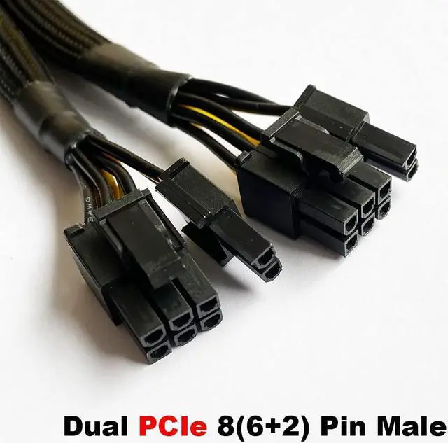 Alt view image 3 of 5 - Endlesss GPU VGA PCI-e 8 Pin Female to Dual 8(6+2) Pin Male PCI Express Adapter Braided Sleeved Splitter Power Cable 9 inch (6 Pack)