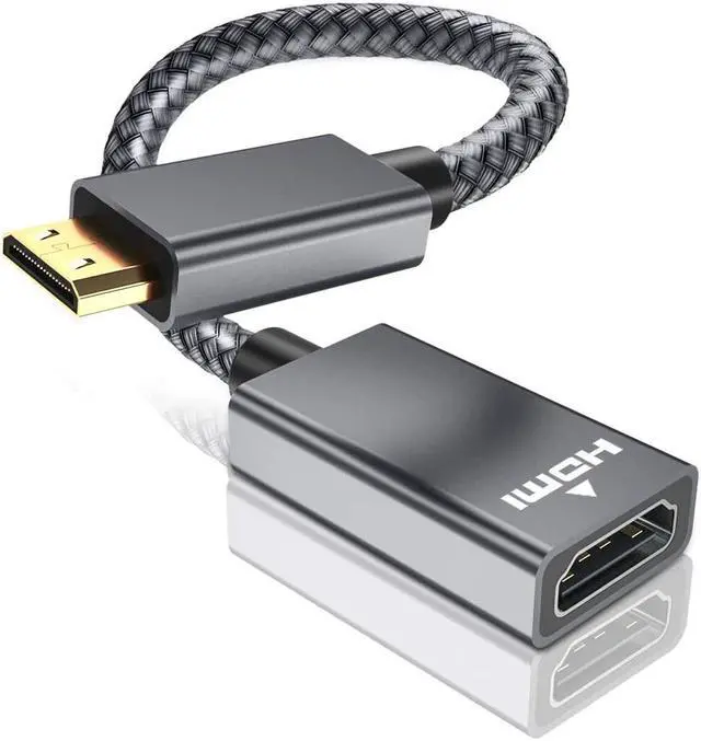Main image of Mini HDMI Male to HDMI Female Cable Adapter,4K/60Hz 0.67 FT High Speed Standard Type C HDMI 2.0 Connector for DSLR Camera,Camcorder,Graphics Video Card,Laptop,Pico Projector,Raspberry Pi Zero W