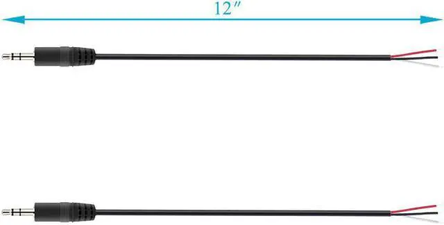 Alt view image 4 of 4 - 2-Pack 3.5mm 1/8 to Speaker Wire TRS Stereo Male Plug to Bare Wire Pigtail 3.5mm Jack Connector Adapter Repair Audio Cable for Speaker Headphone Headset Earphone