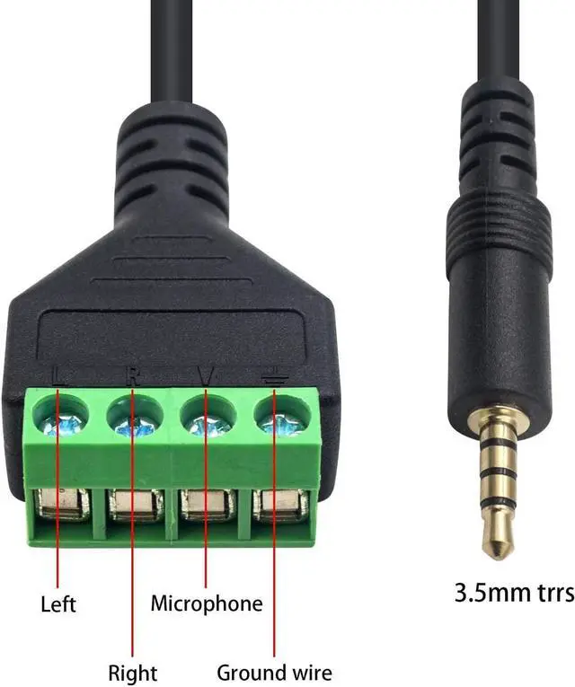 Alt view image 7 of 7 - 3.5mm Speaker Wire Adapter 3.5mm (1/8) 4 Pole Stereo TRRS Male Jack to AV 4 Screw Terminal Block Balun Connectors Cable 30cm (1/8inch/ 4pin)