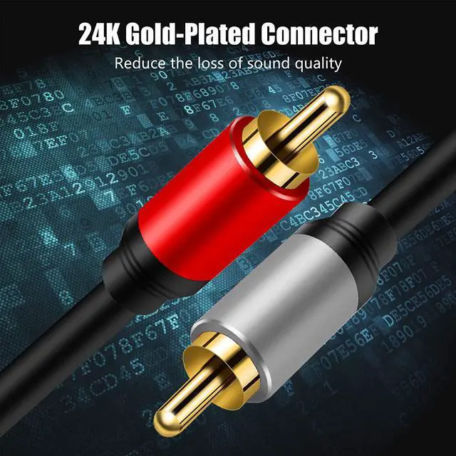 Alt view image 4 of 7 - 2RCA to 2RCA Cable 3Ft Gold-Plated 2 RCA Male to 2 RCA Male Stereo Audio Cable for Home Theater HDTV Gaming Consoles Hi-Fi Systems (3Ft/1M)